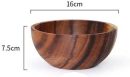 Large  Wood Round Serving Bowl with Utensils Wooden Forks and Spoons for Fruit Salad Vegetables Pasta Soup Cereals Decorative Wooden Nest Bowl Ramen Bowl, 6.3" Diameter x 3" Height