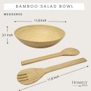 Bamboo Wooden Salad Bowls Set Large Bamboo Wood Serving Bowl for Fruits 11.8" Big Salad Bowl with Serving Utensils Bowl for Kitchen Counter Wood Bowls for food Wooden Serving Bowl for Snacks (Natural)
