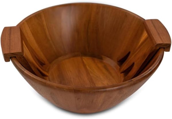 Wood Salad Serving Bowl Set – Large Wooden Bowl with Forks for Salads, Fruits & Meals – Easy to Clean, Food-Safe, Perfect for Entertaining & Gift Giving