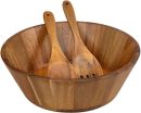Large Wooden Salad Bowl Set