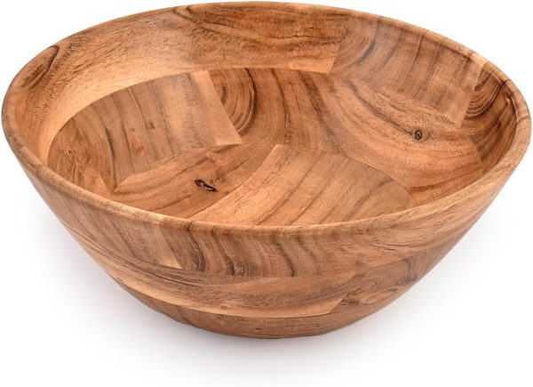 Wood Fruit Bowl for Fruits or Salads,Serving Dish Looks Absolute Beautiful With Your Kitchen (10" x 10" X 4")