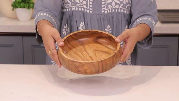 wooden bowls for food | Set of 4 individual  wood bowls 8 x 2 inches (25 oz) | Enjoy your salad, pasta, rice, acai, smoothie, soup, fruits, snacks - Image 2