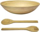 Bamboo Wooden Salad Bowls Set Large Bamboo Wood Serving Bowl for Fruits 11.8" Big Salad Bowl with Serving Utensils Bowl for Kitchen Counter Wood Bowls for food Wooden Serving Bowl for Snacks (Natural)