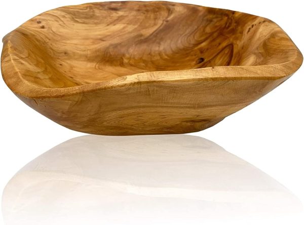 Wood Salad Bowl(10"-12"), Handmade Natural Root Wooden Decoration, Crafts Bowl Serving for Fruit, Snack, Food