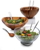 Wood Salad Bowl with 2 Salad Servers | Made of  wood Alloy | Large Deep Wooden Bowls |  Wood Salad Bowl Set | Designed by