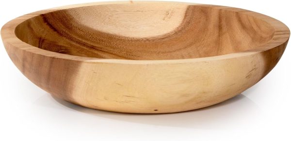 Extra Large Teak Wood Hand Carved Round Bowl (14" Diameter)