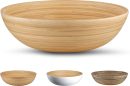 12" Handmade Natural Bamboo Wooden Salad Bowl - 130 oz Lightweight Large Wooden Bowls for Food - Bamboo Wooden Fruit Bowl for Kitchen Counter, Wood Bowls for food - Wooden Serving Bowl for Snacks