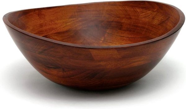Cherry Finished Wavy Rim Serving Bowl for Fruits or Salads, Matte, Large, 13" x 12.5" x 5", Single Bowl