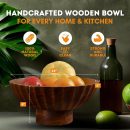 Wood Footed Bowl– Handcrafted Decorative Fruit Bowl with Elegant Carving Design for Dining, Serving, and Home Décor- 12 Inch Wooden Pedestal Bowls by