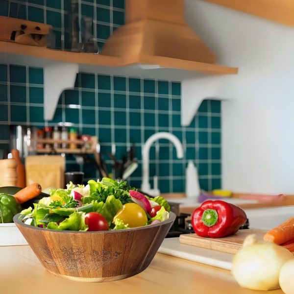 Large Wooden Salad Bowl Set - Image 2