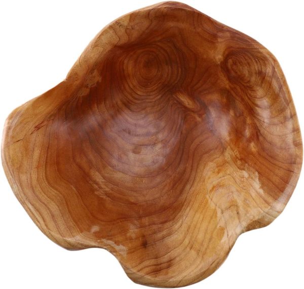 Wood Salad Bowl, Decorative Wood Fruit Bowl, Handmade Natural Wooden Bowl, Irregular Serving Bowl for Fruits, Salads, Candy and Snack (10" - 12" diameter)