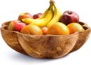 Wooden Fruit Bowl for Kitchen Counter - 11.8" x 3.2" Large Teak Wood Serving Bowl for Food, Salad, Bread or Home Decor - Handcrafted by Artisans in Indonesia - Dining Decorative Centerpiece