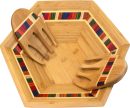 Collection 14" Salad Serving Bowl with Salad Hands, Bamboo and Colored Birch Wood