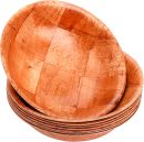 8 Pack Wooden Woven Salad Bowl, 8 Inch Stackable Round Wood Serving Bowl, Rustic Mixing Bowl for Salad, Fruits, Vegetables, Natural Birch Wood