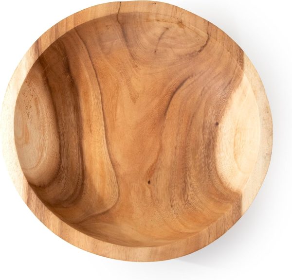 Extra Large Teak Wood Hand Carved Round Bowl (14" Diameter) - Image 2