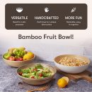 12" Handmade Natural Bamboo Wooden Salad Bowl - 130 oz Lightweight Large Wooden Bowls for Food - Bamboo Wooden Fruit Bowl for Kitchen Counter, Wood Bowls for food - Wooden Serving Bowl for Snacks