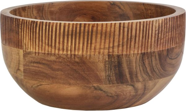 Wood Salad Serve Bowl, 9 Inch, Brown