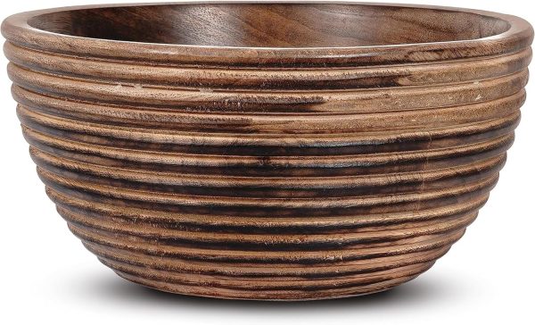 9'' Wooden Fruit Bowl, Regular Serving Bowl for Salads, Cereals, Snacks & Mixing | Decorative Bowls for Kitchen |  Collection