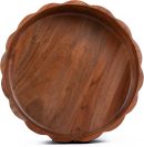 Wood Fruit Bowl for Kitchen Counter | Wooden Salad Bowl For Salad, Food | Handcarved Scallop | No Leaks No Cracks Straight Walls | Large 12x12x3.5 inches | Designed in USA Handmade In India