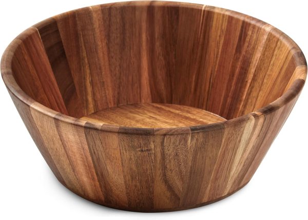 Wooden Salad Bowl, Salad Bowl, Wooden Bowl - 12" Round Design Fruit Bowl, Handmade, Durable and Stylish Natural Wood Dining Accessory by