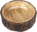 Mango Wood Decorative Bowl with Tree Bark, Medium Sized, 7.5" Diameter x 2.75" Height, Single Bowl